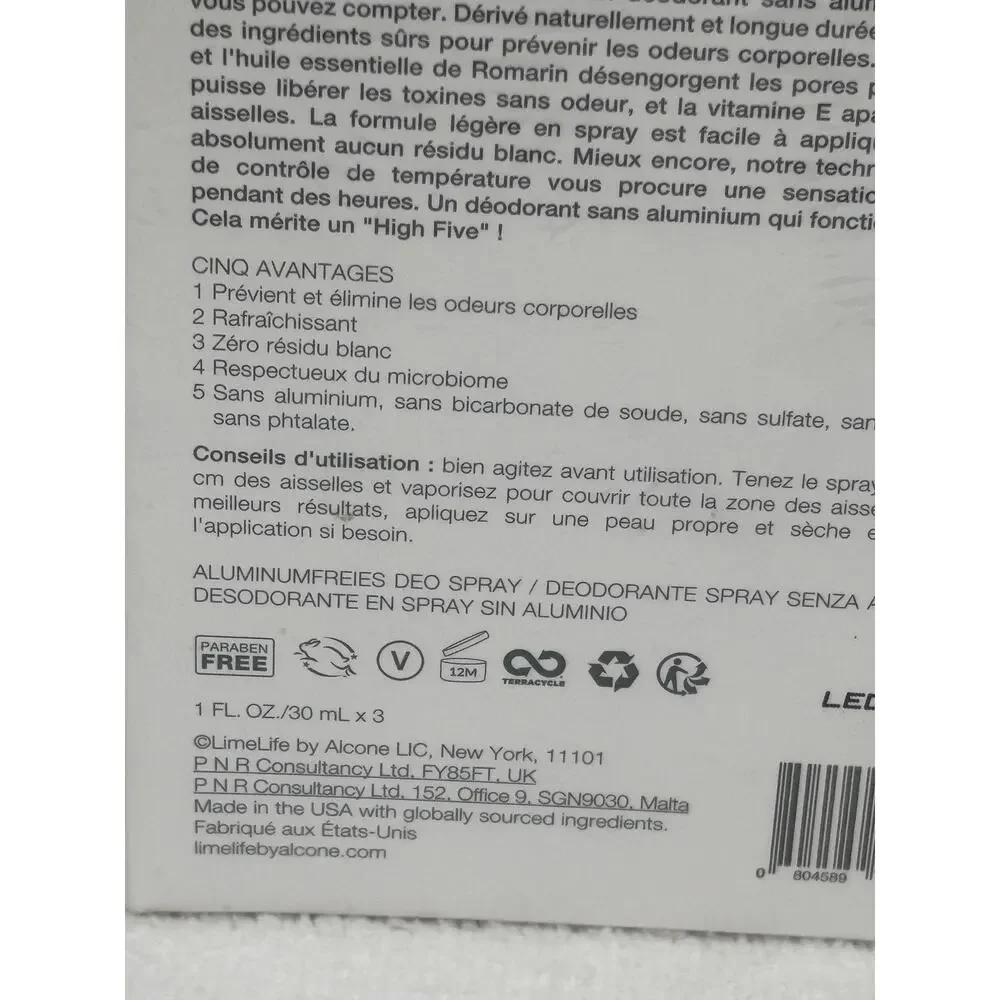 Lime Life By Alcone High Five Aluminum-free‎ Deodorant Discovery Set Spray